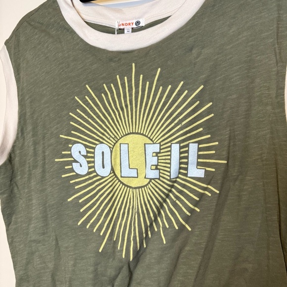 NWT SUNDRY Anthropologie Cropped Soleil Tank in Fern Green M Lounge Graphic - Picture 3 of 6